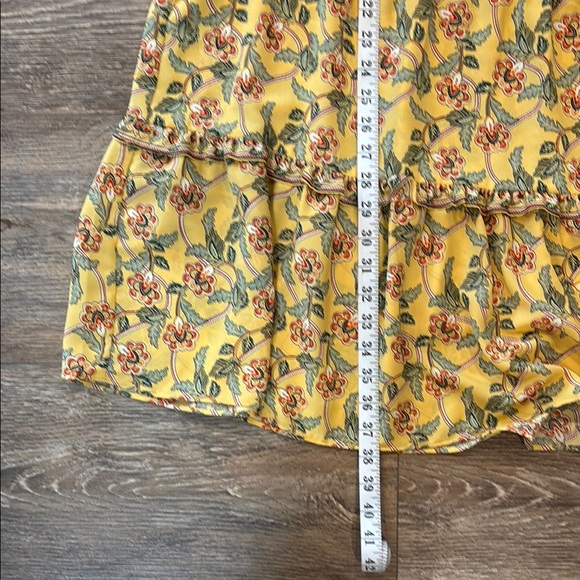 Max Studio Women's Size L Floral Tiered Ruffle Hem Long Sleeve Dress Yellow - Picture 10 of 10